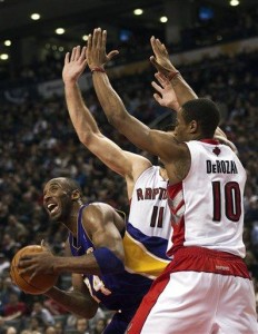 Kobe Bryant, Linas Kleiza, Demar DeRozan