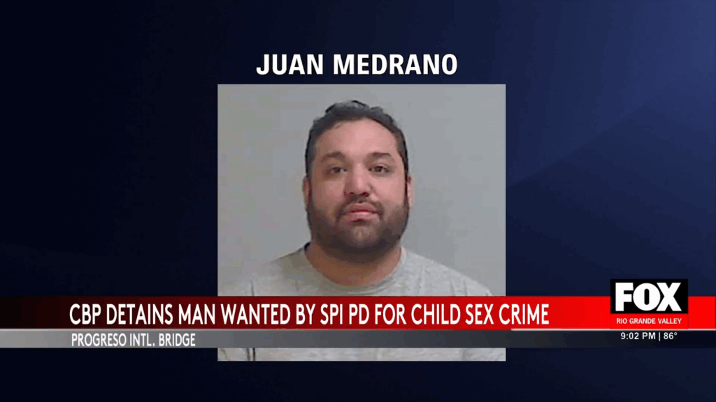 Arrest at Progreso International Bridge: Juan Medrano Detained on Child Sex Assault Charges