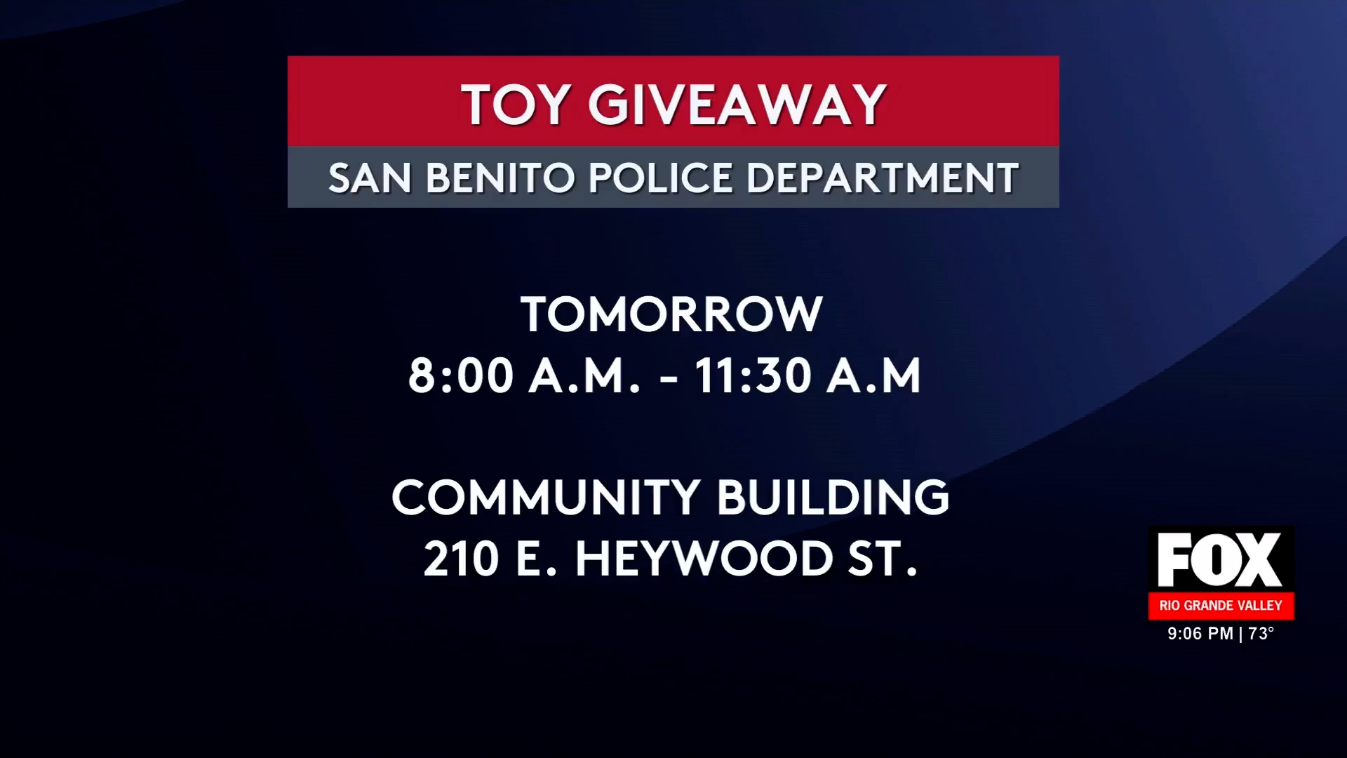 San Benito toy giveaway: Toy Giveaway by Police Department