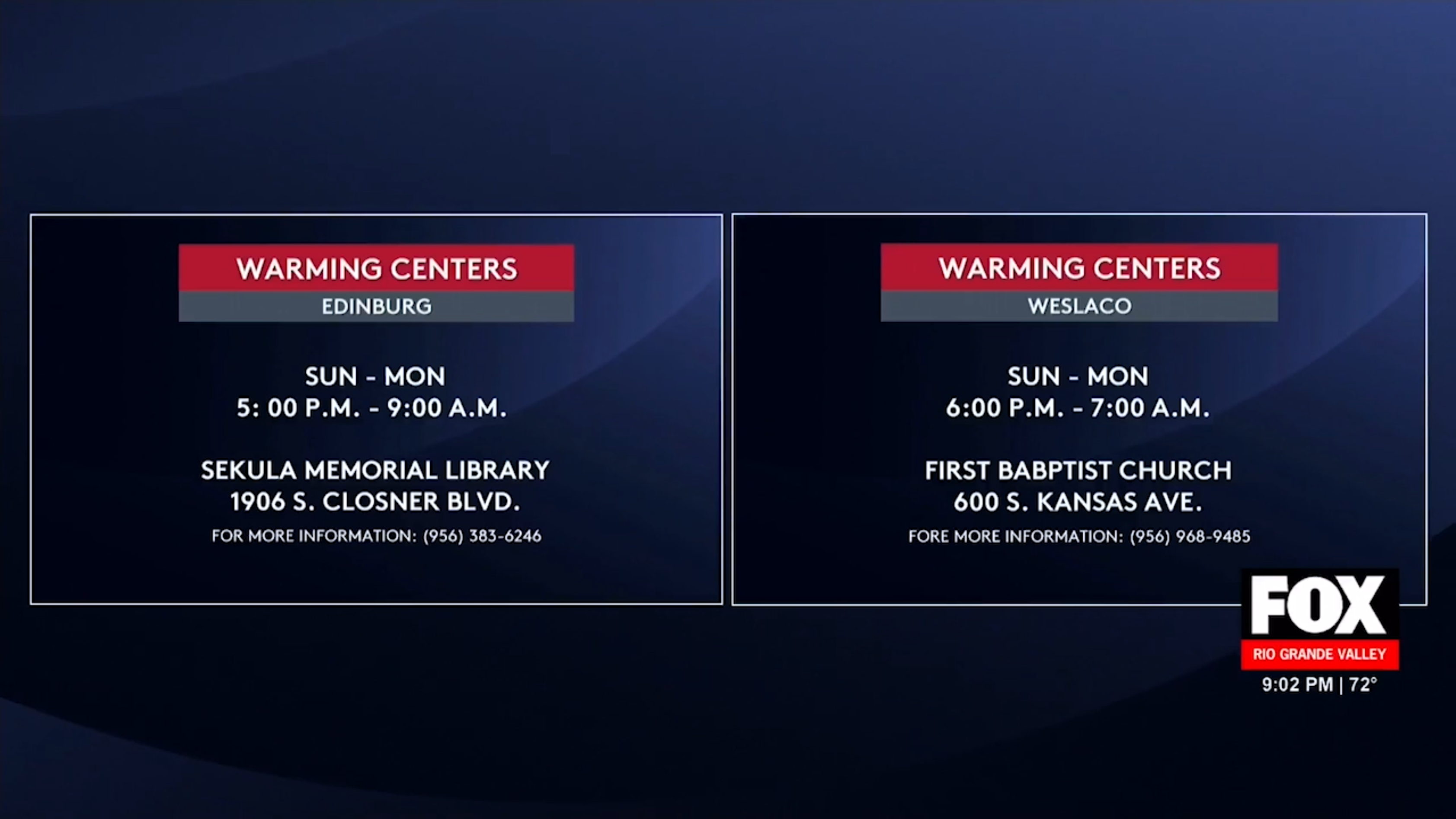 Hidalgo County Shelters Open to Offer Vital Relief During Cold Front