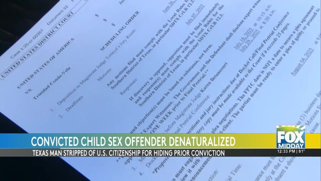 Texas Child Sex Offender Denaturalized child sex offender