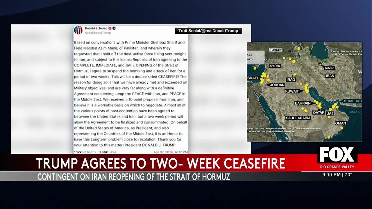 Trump Announces Ceasefire In Iran As Deadline Looms