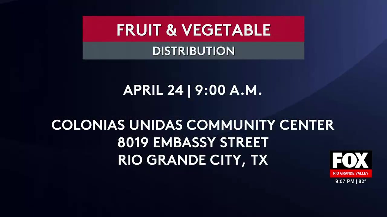 Free Fruit And Vegetable Distribution Scheduled At Rio Grande City Community Center