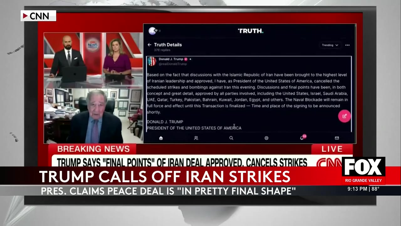 President Trump Calls Off Iran Strikes After Progress In Peace Talks
