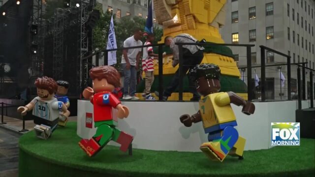 LEGO World Cup Trophy: LEGO Builds 27-Foot World Cup Trophy In Rockefeller Plaza To Celebrate Soccer Spirit