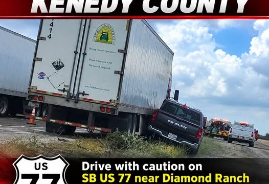 Crash and Diesel Spill Prompted Caution on US 77 in Kenedy County Today